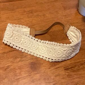 Vintage Tea Stain Ecru Cotton Lace Headband 15”